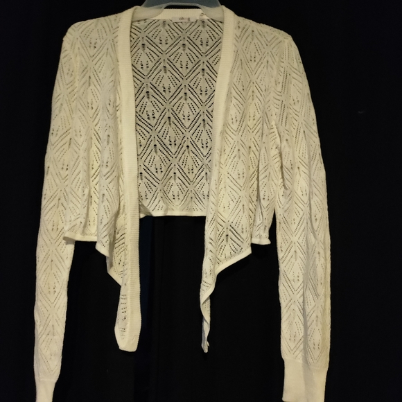 Knit Cardigan cropped, White Size Large - Picture 2 of 12